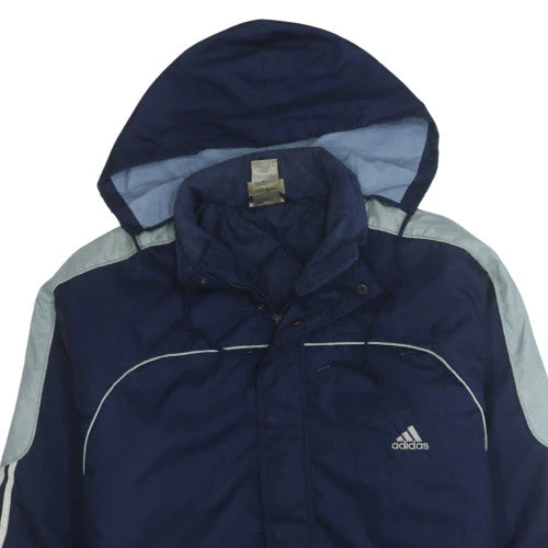 Adidas Men's Blue Hooded Waterproof Parka Jacket Size M - Image 6