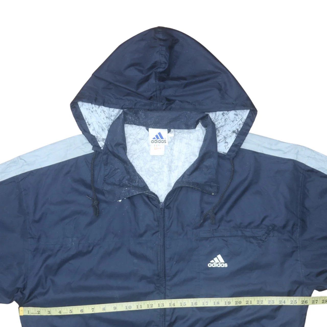 Adidas Men's Blue Hooded Windbreaker Jacket Size L - Image 2