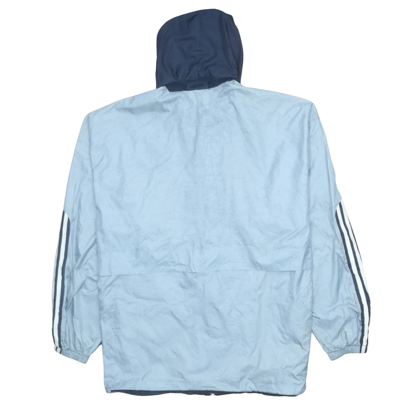 Adidas Men's Blue Hooded Windbreaker Jacket Size L - Image 4