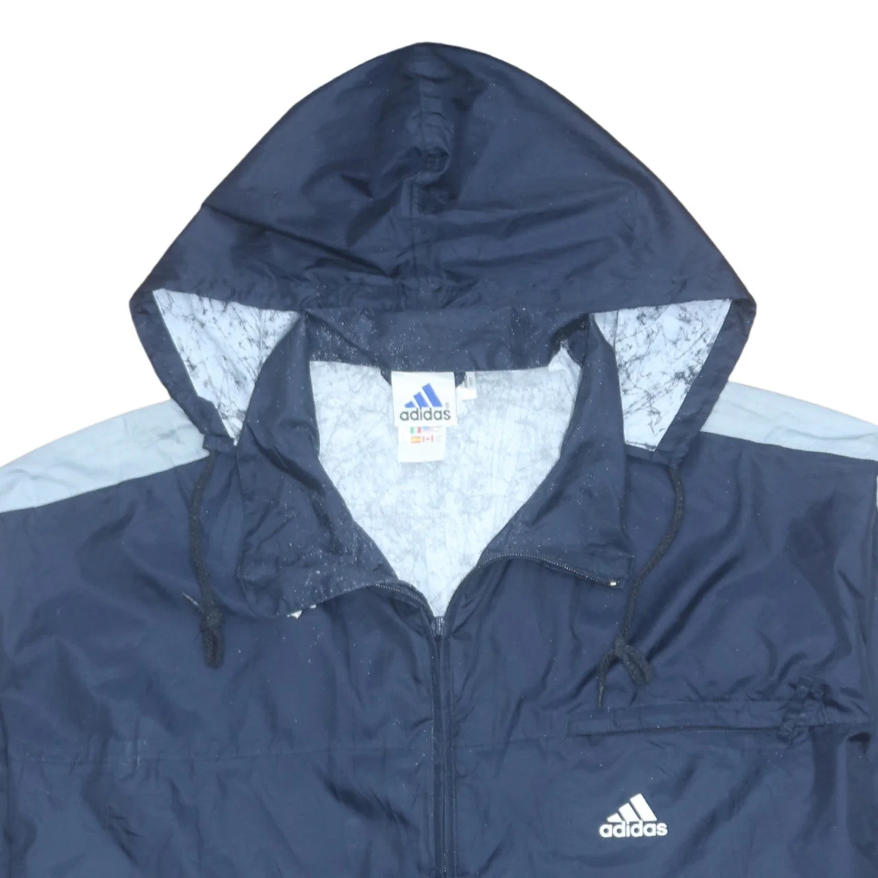 Adidas Men's Blue Hooded Windbreaker Jacket Size L - Image 7