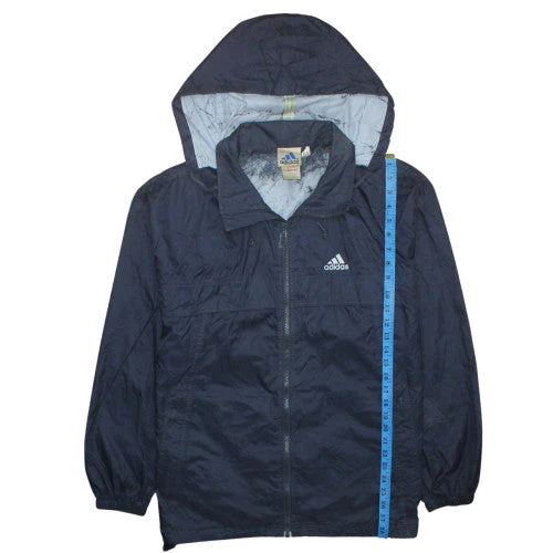 Adidas Men's Blue Hooded Windbreaker Jacket Size S - Image 3