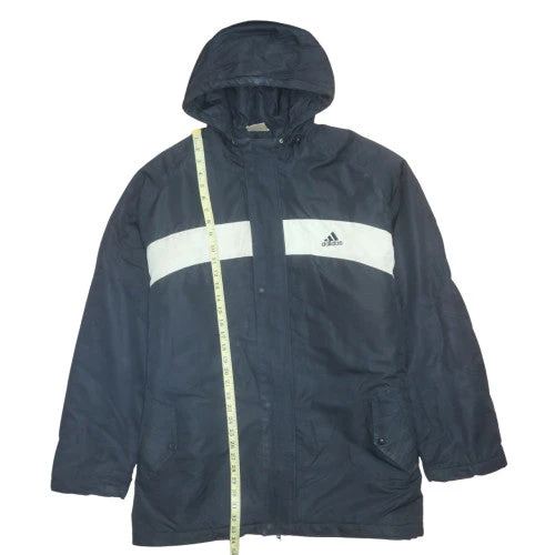 Adidas Men's Blue L Parka Jacket Hooded Water Resistant Winter Coat - Image 3