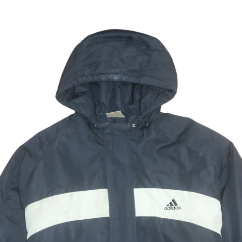 Adidas Men's Blue L Parka Jacket Hooded Water Resistant Winter Coat - Image 7