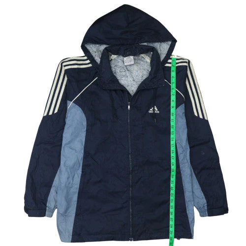 Adidas Men's Blue L Windbreaker Hooded Full Zip Jacket - Image 3
