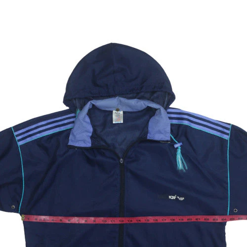 Adidas Men's Blue Medium Windbreaker Hooded Jacket - Image 2
