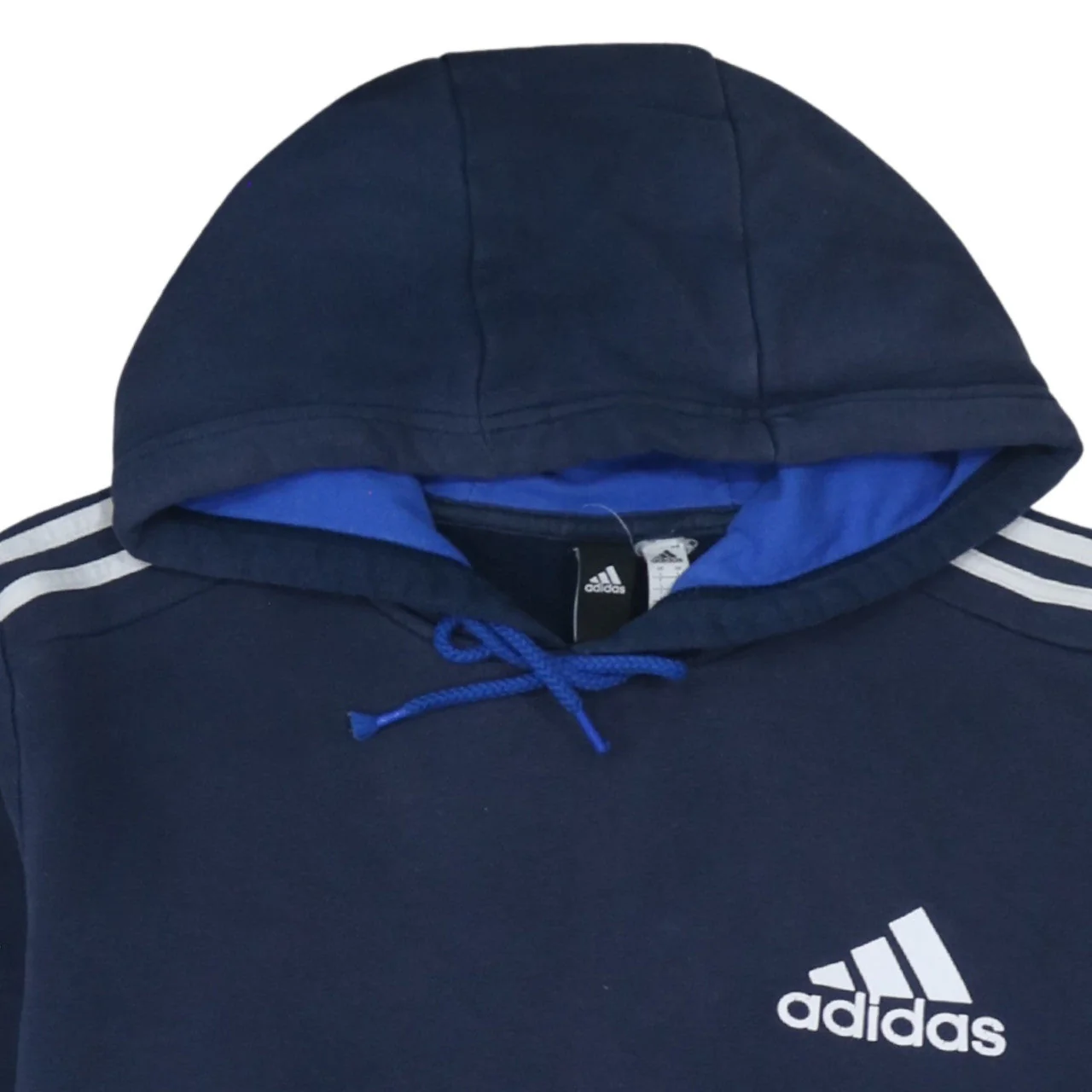 Adidas Men's Blue Pullover Hoodie L Logo Fleece Sportswear - Image 8