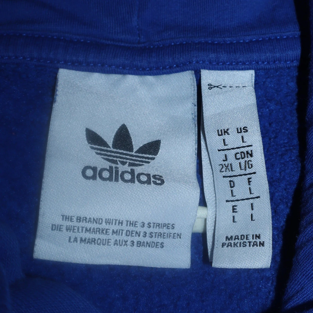 Adidas Men's Blue Pullover Hoodie Large Fleece Casual Sportswear - Image 5