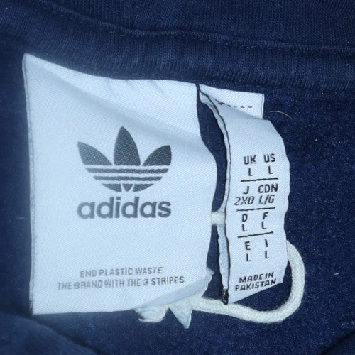 Adidas Men's Blue Pullover Hoodie Size L Fleece Sportswear - Image 5