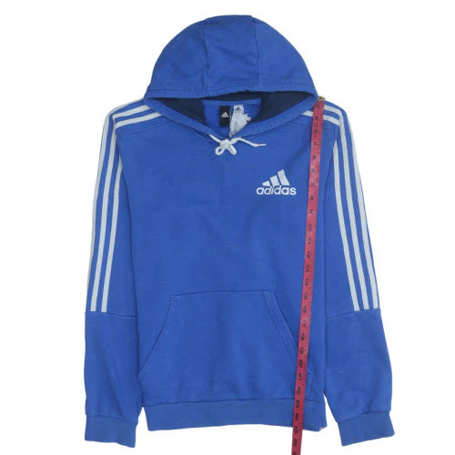 Adidas Men's Blue Pullover Hoodie Size M Logo Fleece Sweatshirt - Image 3
