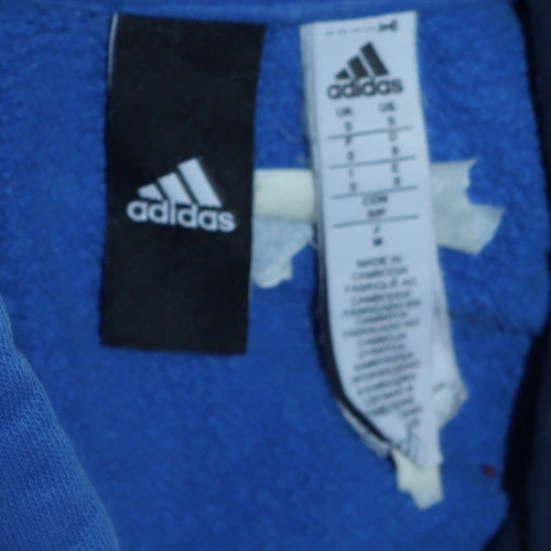 Adidas Men's Blue Pullover Hoodie Size M Logo Fleece Sweatshirt - Image 5