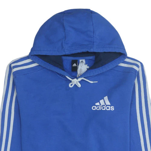 Adidas Men's Blue Pullover Hoodie Size M Logo Fleece Sweatshirt - Image 6