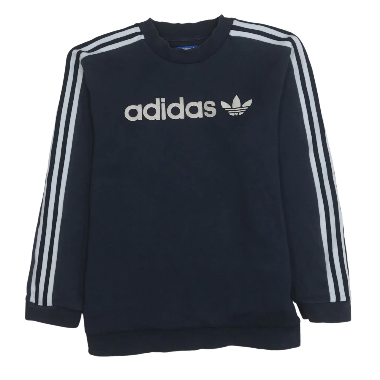 Adidas Mens Blue Pullover Sweatshirt M Logo Crew Neck Sportswear