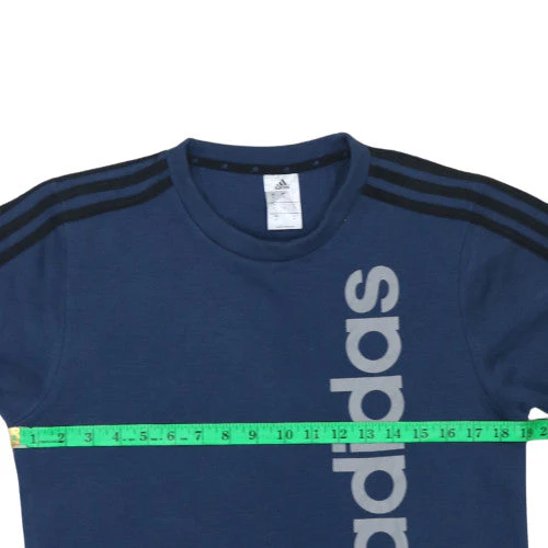 Adidas Mens Blue Pullover Sweatshirt Size M Logo Crew Neck Fleece - Image 2