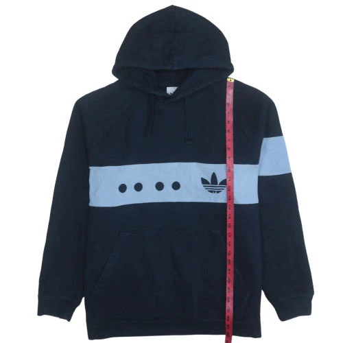 Adidas Men's Blue XL Pullover Hoodie with Logo Graphic Fleece - Image 3