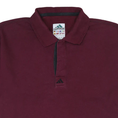 Adidas Men's Burgundy Cotton Short Sleeve Polo Shirt Size S - Image 6