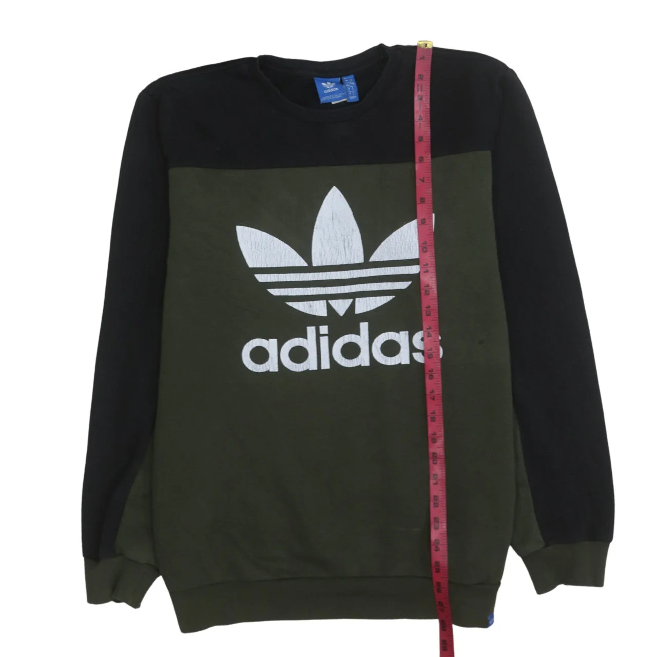 Adidas Men's Green Black Logo Pullover Sweatshirt Size L - Image 3