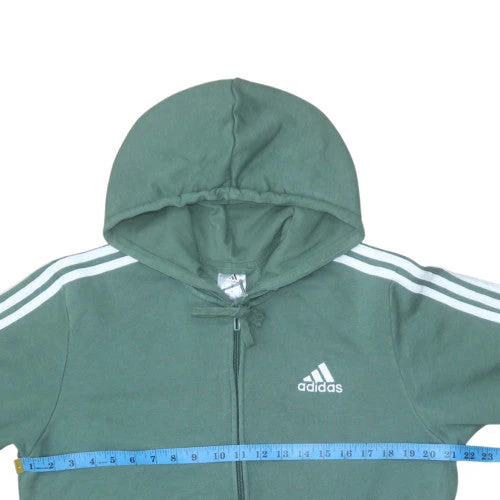 Adidas Mens Green Full Zip Hoodie Size M Regular Fit Sportswear - Image 2