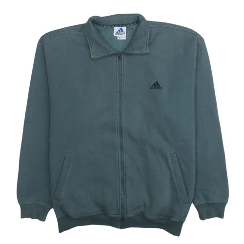 Adidas Mens Green Full Zip Sweatshirt Size L Fleece Sportswear