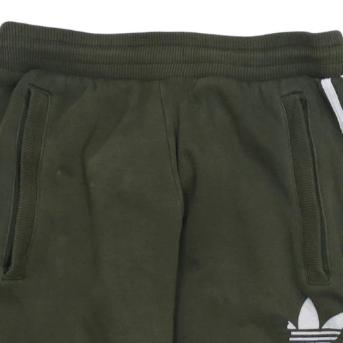 Adidas Men's Green Jogger Sweatpants S Regular Fit Logo Stripe - Image 7