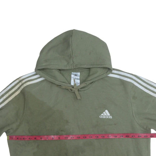 Adidas Mens Green Pullover Hoodie L Logo Fleece Sportswear - Image 2