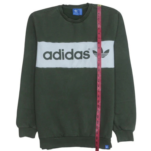 Adidas Mens Green Pullover Sweatshirt M Crew Neck Logo Casual - Image 3