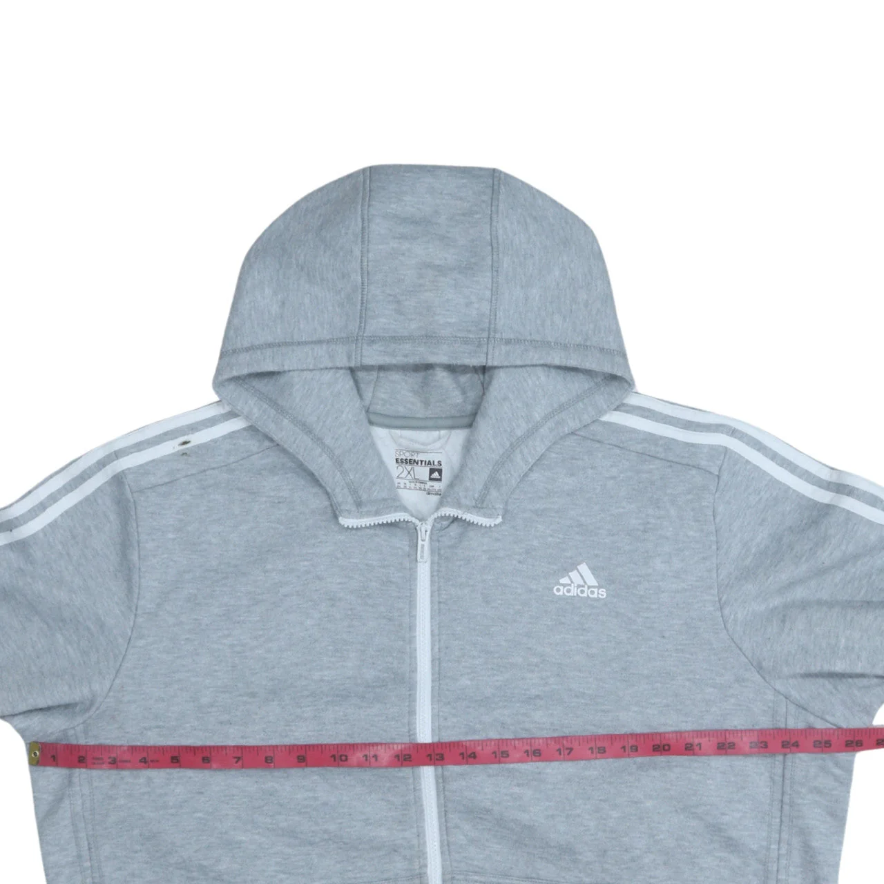 Adidas Men's Grey 2XL Full Zip Hooded Sports Fleece Hoodie - Image 2