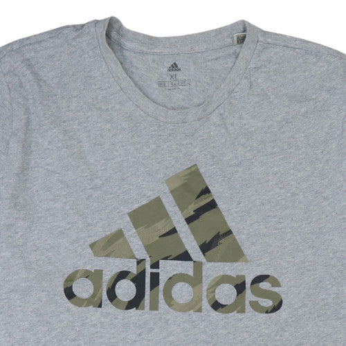 Adidas Men's Grey Camouflage Logo Crew Neck T-Shirt XL - Image 7