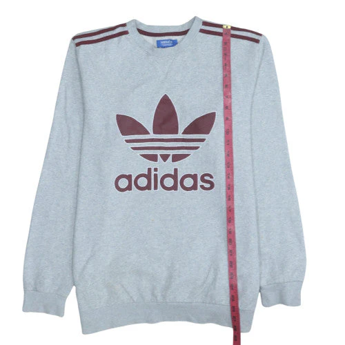 Adidas Mens Grey Crew Neck Logo Sweatshirt L Classic Fit - Image 2