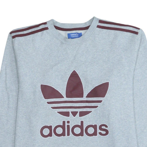 Adidas Mens Grey Crew Neck Logo Sweatshirt L Classic Fit - Image 7