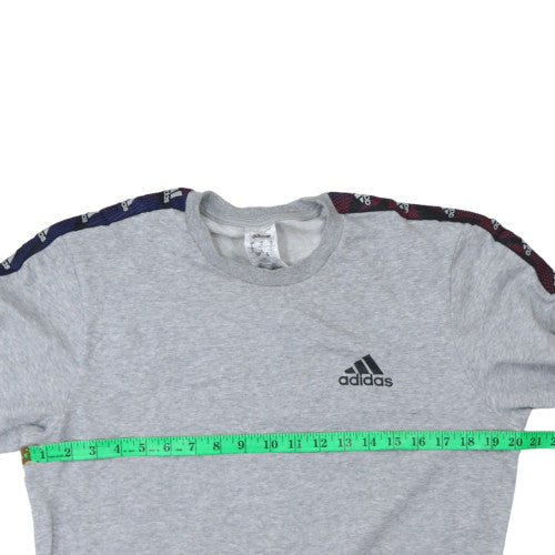 Adidas Men's Grey Crew Neck Pullover Sweatshirt Size S Logo Tape Trim - Image 2