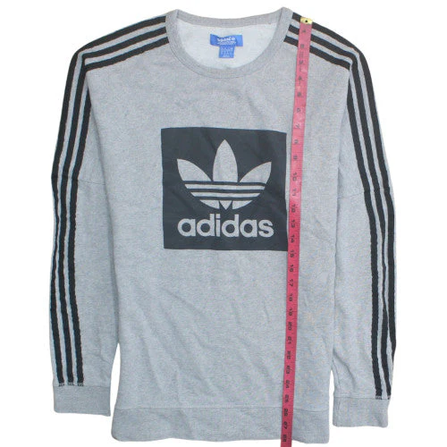 Adidas Mens Grey Crew Neck Pullover Sweatshirt XS Trefoil Logo - Image 2