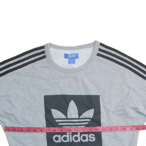 Adidas Mens Grey Crew Neck Pullover Sweatshirt XS Trefoil Logo - Image 3