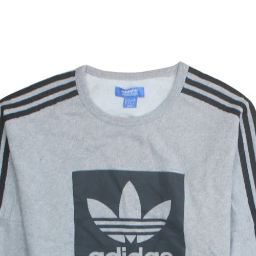Adidas Mens Grey Crew Neck Pullover Sweatshirt XS Trefoil Logo - Image 8
