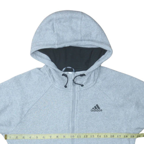 Adidas Men's Grey Full Zip Fleece Hoodie Size S - Image 2