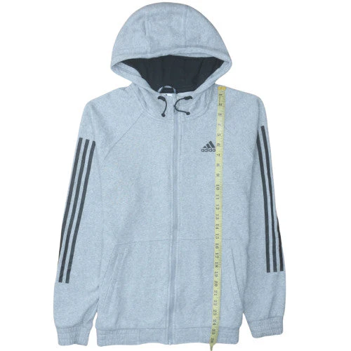 Adidas Men's Grey Full Zip Fleece Hoodie Size S - Image 3