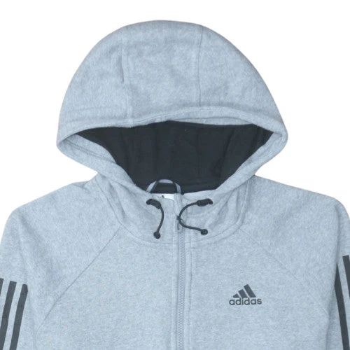 Adidas Men's Grey Full Zip Fleece Hoodie Size S - Image 7
