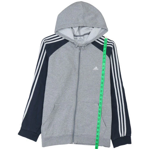 Adidas Mens Grey Full Zip Hoodie L Classic Sportswear - Image 3
