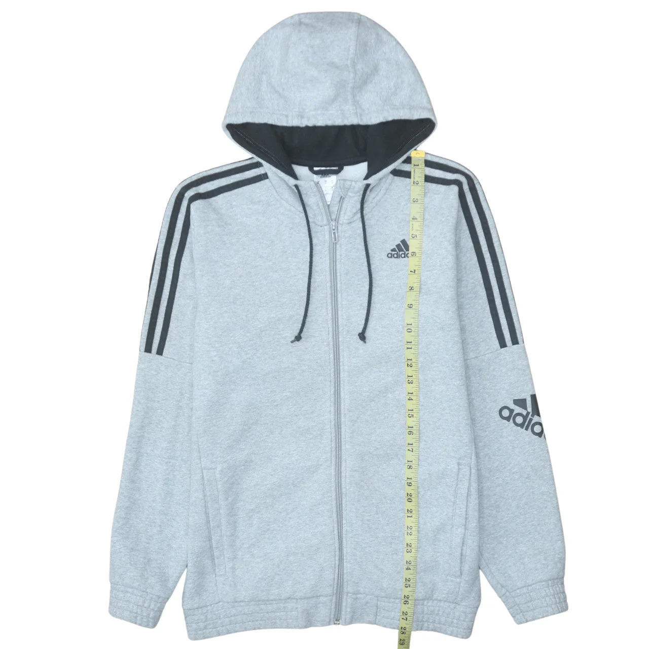 Adidas Men's Grey Full Zip Hoodie M Sportswear Fleece Jacket - Image 3