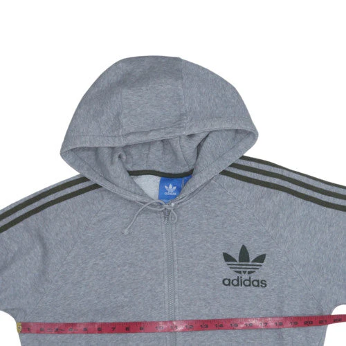 Adidas Mens Grey Full Zip Hoodie Size M Hooded Sweatshirt - Image 2