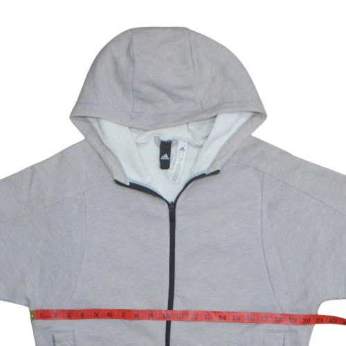 Adidas Mens Grey Full Zip Hoodie Size M Regular Fit - Image 2