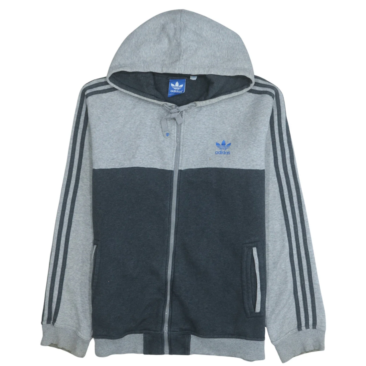 Adidas Men's Grey Full Zip Hoodie Size M Regular Fit