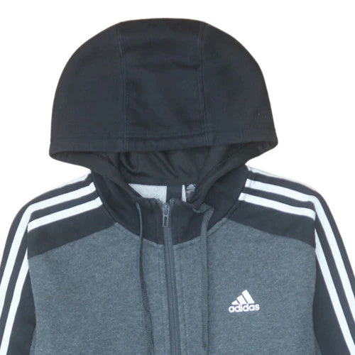 Adidas Men's Grey Full Zip Hoodie Size S Sports Fleece Jacket - Image 8