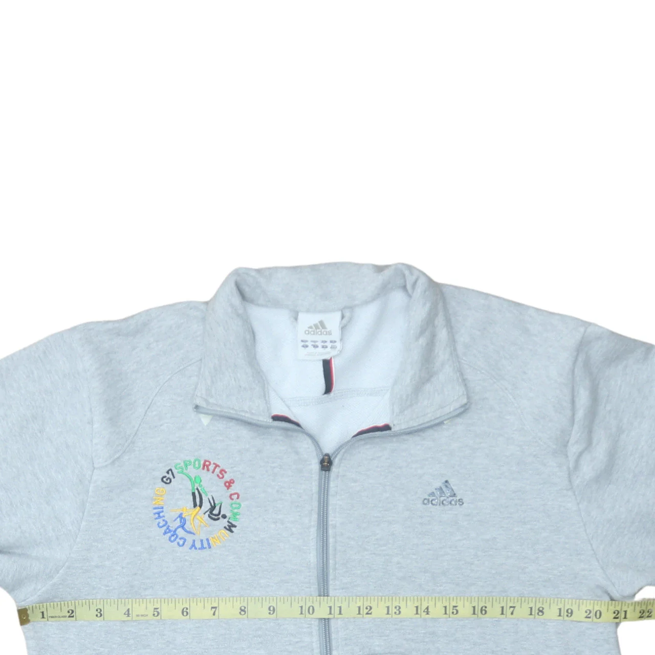 Adidas Men's Grey Full Zip Sweatshirt M Sports Embroidered Logo - Image 2