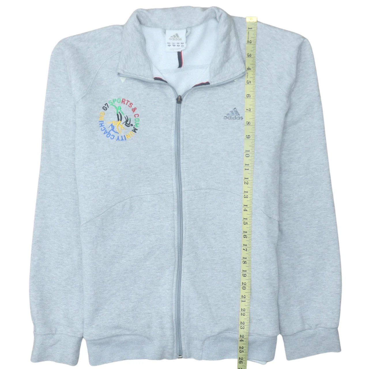 Adidas Men's Grey Full Zip Sweatshirt M Sports Embroidered Logo - Image 3