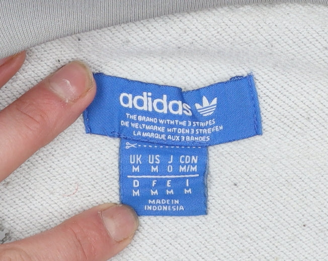 Adidas Men's Grey Full Zip Sweatshirt Medium Classic Logo - Image 5