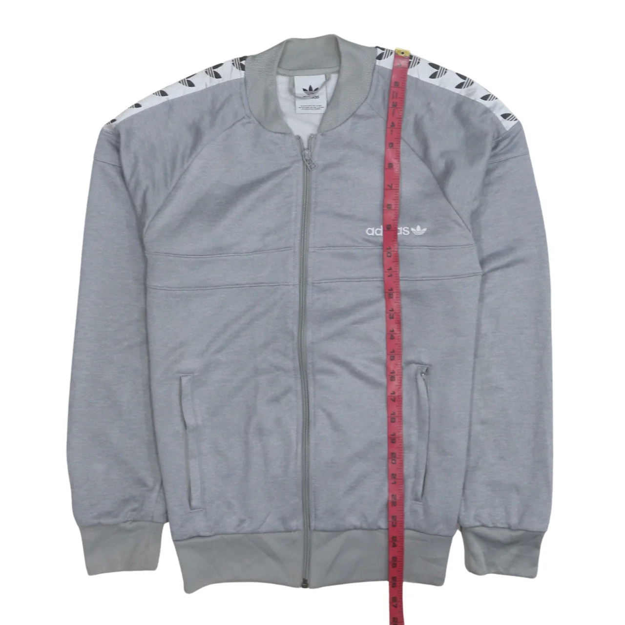 Adidas Mens Grey Full Zip Sweatshirt Small Logo Sports Jacket - Image 3