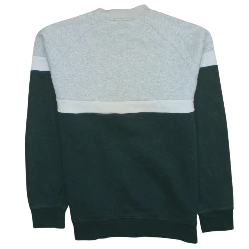 Adidas Mens Grey Green Colour Block Crew Neck Sweatshirt S - Image 4