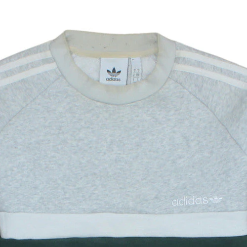 Adidas Mens Grey Green Colour Block Crew Neck Sweatshirt S - Image 7