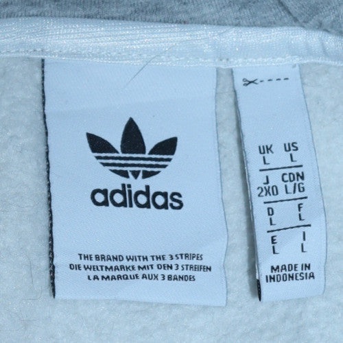 Adidas Men's Grey L Half Zip Hooded Sweatshirt Fleece Sports Top - Image 6