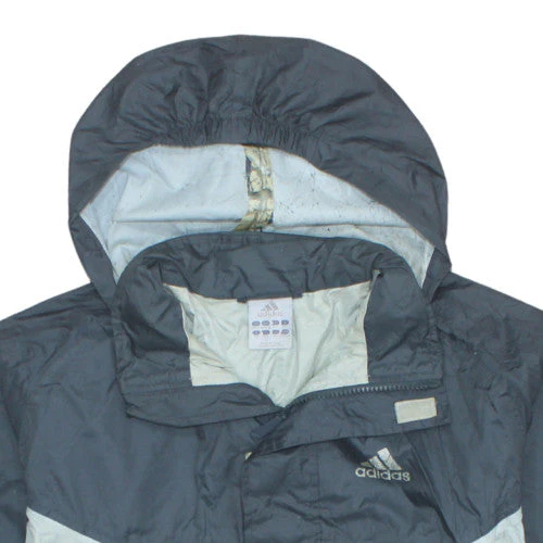 Adidas Mens Grey L Windbreaker Hooded Full Zip Jacket - Image 8